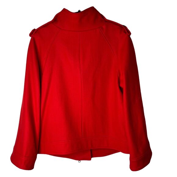 Soft Surroundings Size Small Coat Wool Blend Jacket Zip Front Moto Pockets Red - Picture 5 of 9